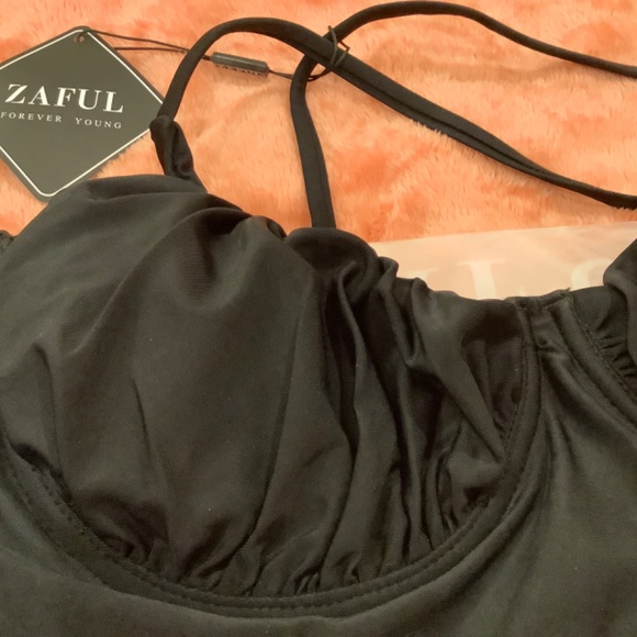 new longline runched bikini with high rise bottom - Picture 2 of 5